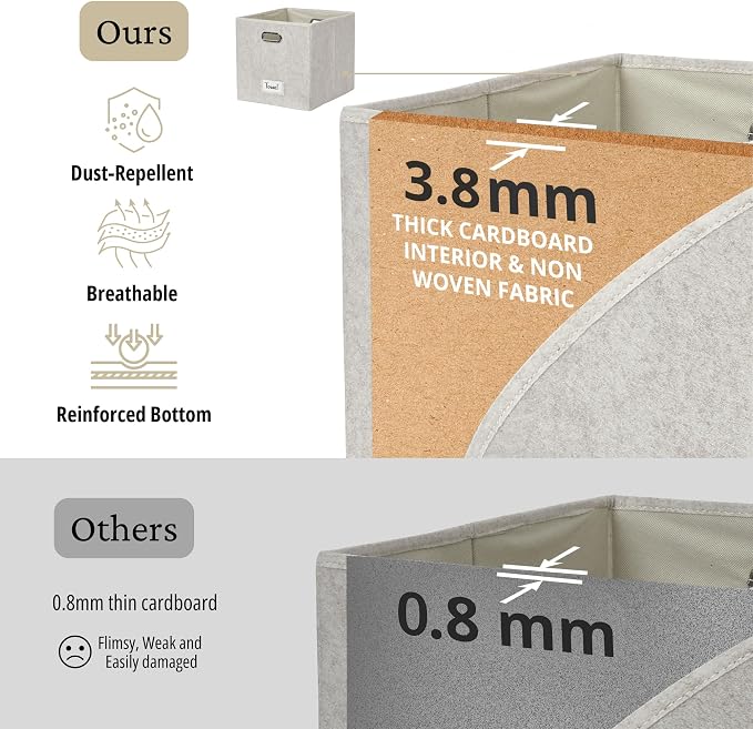 DECOMOMO Felt Storage Bins, 13 inch Cube Storage Bins - Image 6