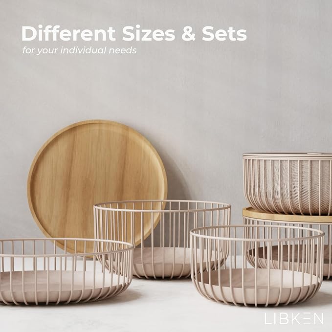 Metal Fruit Bowl Basket with Wooden Lid - Image 6