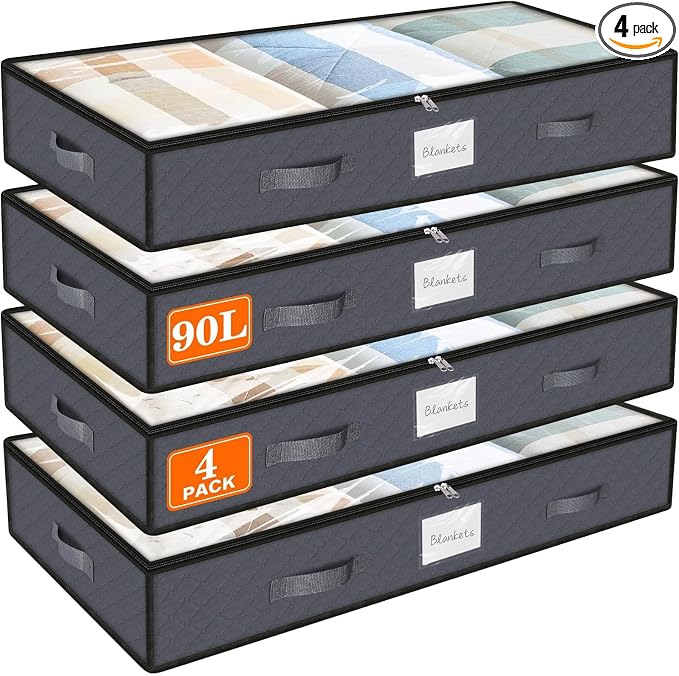 SpaceWhisper 90L Under Bed Storage Containers, Foldable Closet Organizers and by Unknown