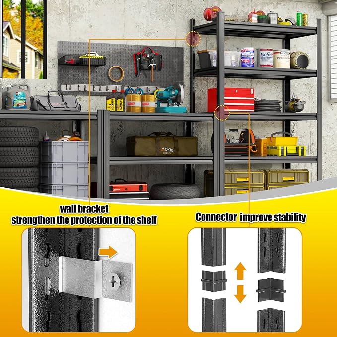 Garage Shelves, 14-48''W Heavy-Duty Storage Shelves, Double-Layer Uprights - Image 4
