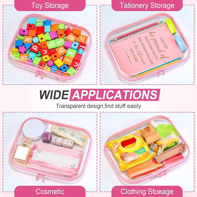Sanwuta 6 Pcs Clear Hard Zipper Case Hard Plastic Zipper Pouches Transparent - Image 7