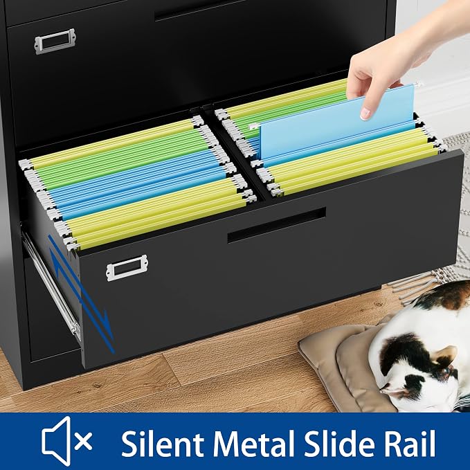 Lateral File Cabinet with Lock, 3 Drawer Large Metal Filing Cabinet, Home - Image 7