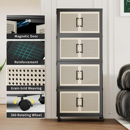 Stackable Storage Bins with Lids, Collapsible Plastic Storage Box Closet - Image 4
