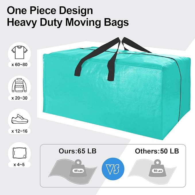 6 Pack Heavy Duty Large Moving Bags W/Backpack Straps - Image 5
