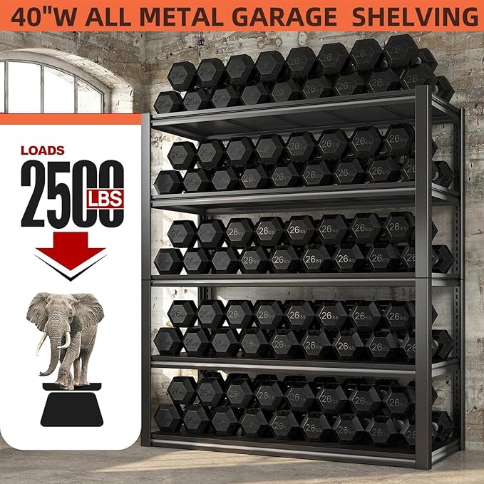 REIBII Garage Shelving Heavy Duty 2500LBS Storage Shelves 40" W Garage Shelves - Image 4