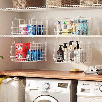 4" Extra Deeper Foldable Hanging Closet Organizer, Small Wire Cabinet Shelves - Image 6
