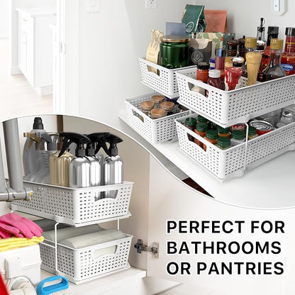 Simple Houseware 2 Tier Bathroom Organizer Tray Pull-Out Sliding Drawer - Image 8