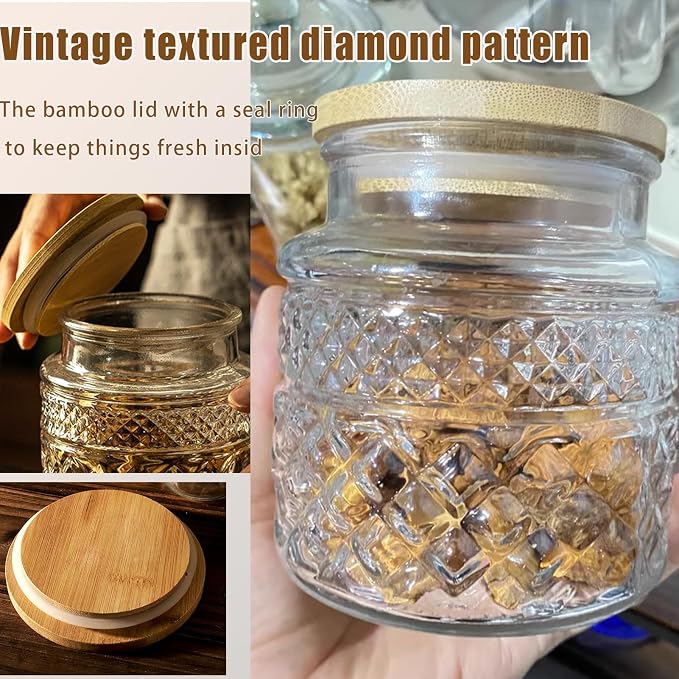 Viovian Vintage Glass Jar with Lid Spoon 38 OZ Round Thick Glass Storage Jars - Image 4