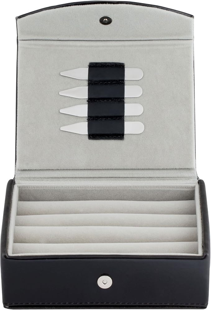 Mens Leather Travel Cufflinks Ring Storage Box Case Includes 2 Sets Metal by Cuff-Daddy