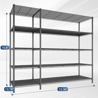 70.8H Wire Shelving Rack, 5Tier Metal Shelving Unit, 1400LBS Heavy Duty Storage - Image 3