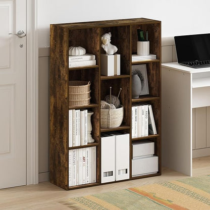 Furinno LUDER Book Shelf, 11-Cube Bookshelf, Reversible Bookcase, 9.4 x 29.1 x - Image 2