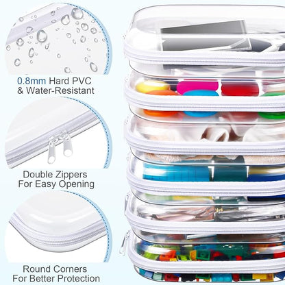 Sanwuta 6 Pcs Clear Hard Zipper Case Hard Plastic Zipper Pouches Makeup Bag - Image 3