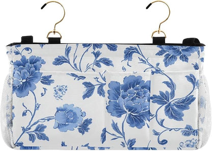 Flowers Blue and White Pattern Bedside Caddy by QwThum