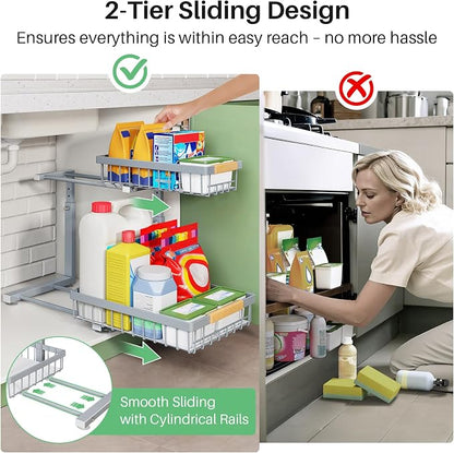 Under Sink Organizer, 2 Packs 2 Tier Under Sink Organizers and Storage - Image 6
