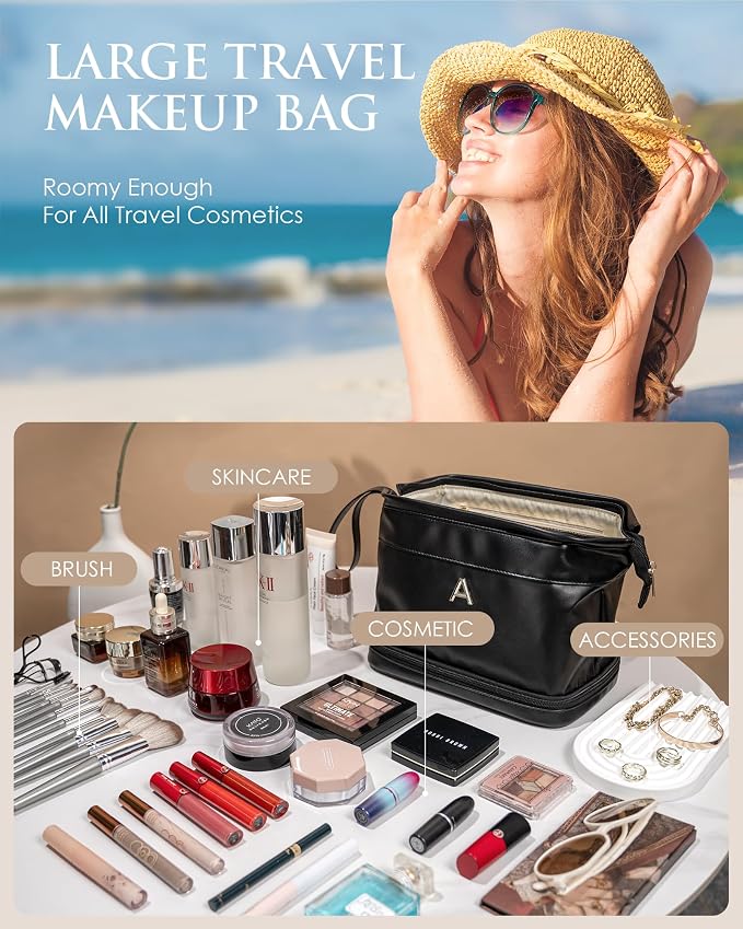 Gifts for Women-Initial Large Makeup Bag for Female, Gift for Women - Image 2