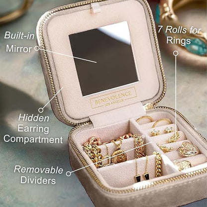 Benevolence LA Plush Velvet Jewelry Box | Travel Jewelry Case Organizer - Image 3