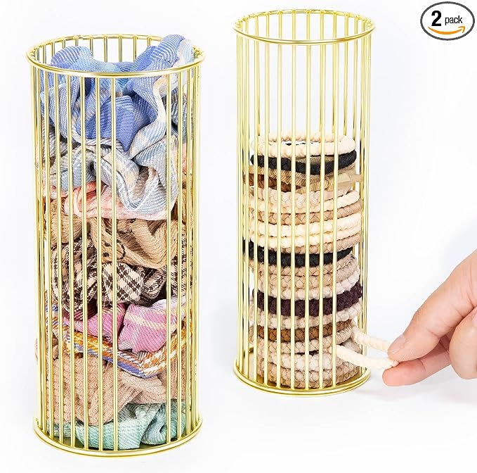 Gold Metal Hair Ties Holder Organizer – Stylish Scrunchie Stand by SCUNDAHOME