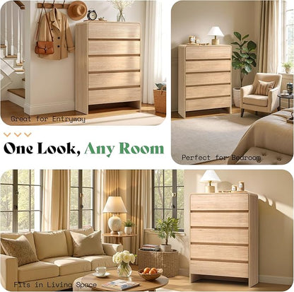 AMERLIFE 5 Drawer Dresser for Bedroom, Anti-Tip Kit, Wood Cabinet Organizer for - Image 7