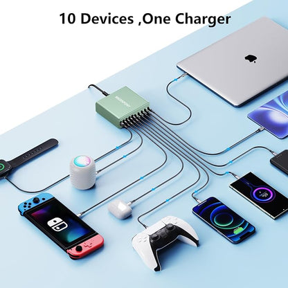 320W USB C Charger Block, 10-Port USB C Charging Station GaN III PD 65W PC - Image 4