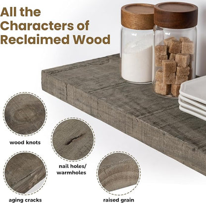 Floating Shelves, 8 Inch Deep Rustic Solid Reclaimed Wood Wall Shelves - Image 4