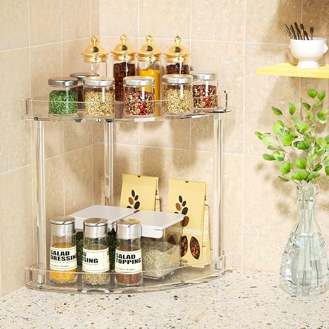 NPPLUS 2 Tier Acrylic Bathroom Counter Organizer, 2-Tier Corner Storage Shelf - Image 4