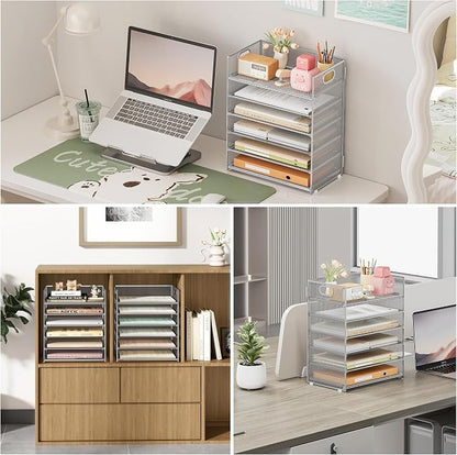 Subekyu 6-Tier Desk Paper Organizer, Desktop File Letter Tray - Image 3