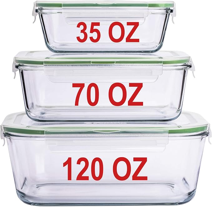 X-LARGE Glass Food Storage Containers by AGTRADE