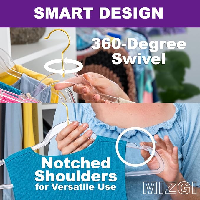 Premium Clear Invisible Acrylic Hangers, 20 Pack Ultra Slim & Space Saving Suit - Image 5