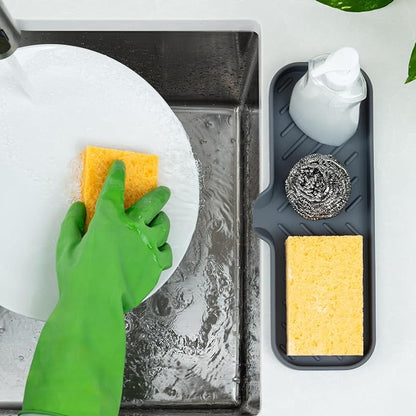 Zulay Kitchen Large Silicone Sponge Holder – Flexible Sink Organizer Tray - Image 3