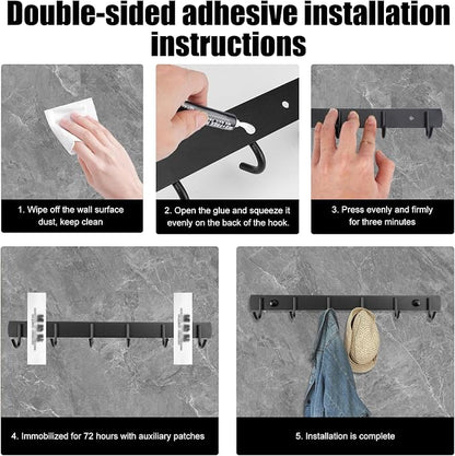 2 Pack Coat Rack Wall Mount, 12.6 in Wall Hooks - Image 6
