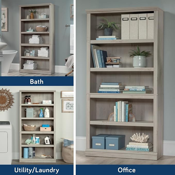 Sauder 5 Tier Book Shelf Wooden Bookcase Multipurpose Bookshelf - Image 5