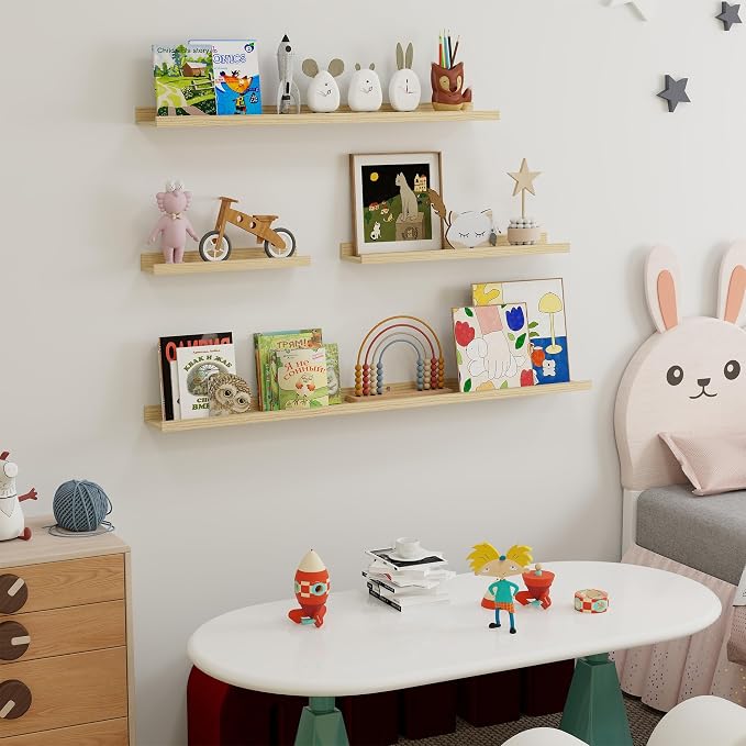 Fun Memories Picture Ledge Shelf, 16 Inch Long Floating Shelves Set of 6 - Image 6