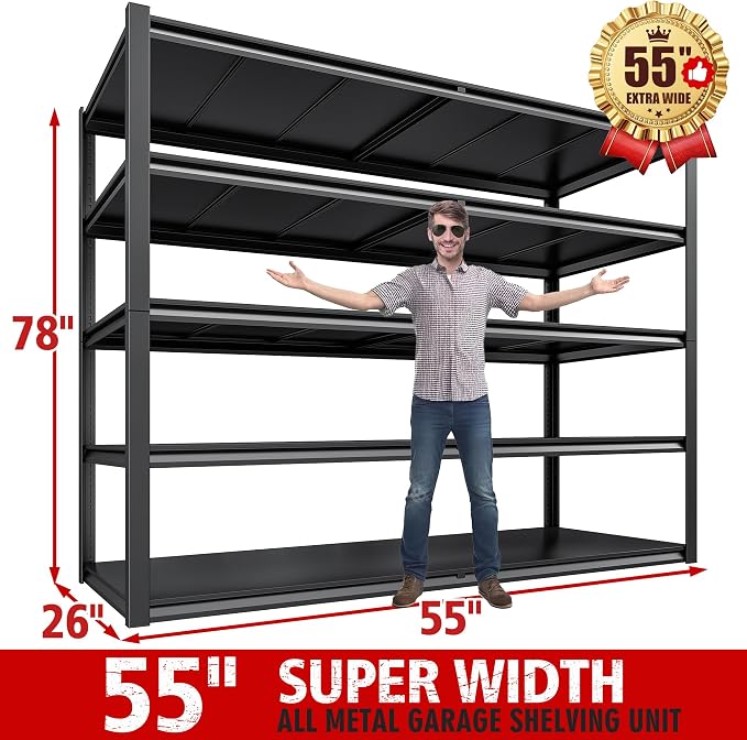 REIBII Garage Shelving 78" H, Storage Shelves Heavy Duty Shelving Unit Load - Image 2