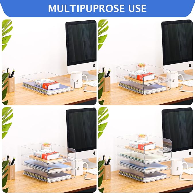 Set of 4 Office Organization and Storage, Stackable Document and File Paper - Image 4