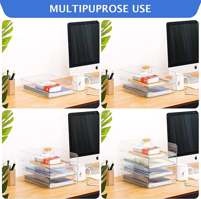 Set of 4 Office Organization and Storage, Stackable Document and File Paper - Image 4