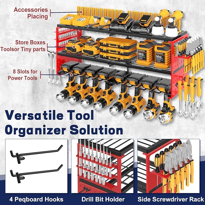 Power Tool Organizer Wall Mount, 300Lbs Load 3 Layer Heavy Duty Metal Tool Shelf - Image 3