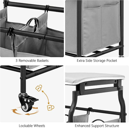 Hoctieon 3 Section Laundry Sorter Cart - Image 7