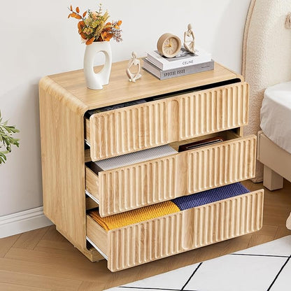 Fluted 3 Drawer Dressers for Bedroom, 31.5" Wide Large Mid Century Modern - Image 6