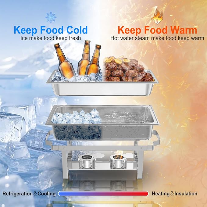 Chafing Dishes for Buffet 4 Pack, 11QT Stainless Steel Food Warmers for Parties - Image 5