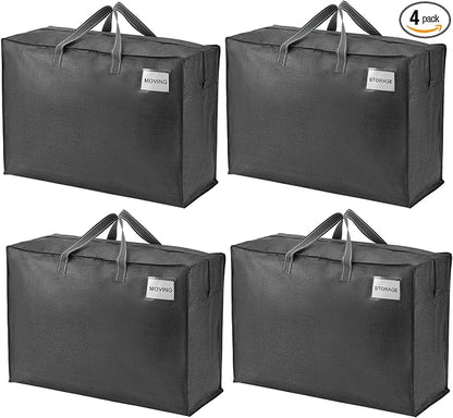 VENO 4 Pack Heavy Duty Moving Bags, Storage Bags, Packing Supplies, Top Zipper by Veno