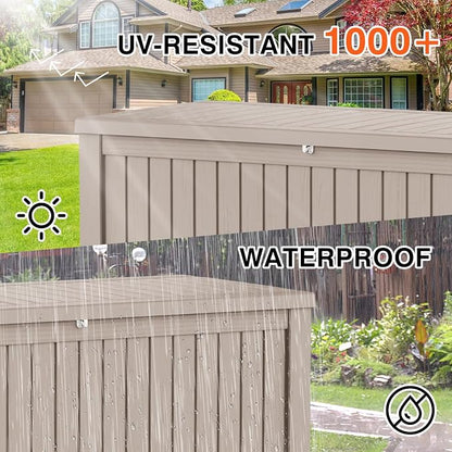 180 Gallon Outdoor Storage Box Waterproof Lockable Resin Deck Box Large - Image 2