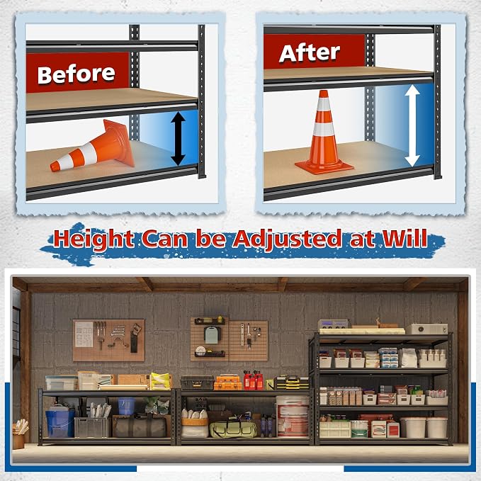 55" W Storage Shelves, 2040LBS Garage Shelving Heavy Duty, 4-Tier Storage - Image 6