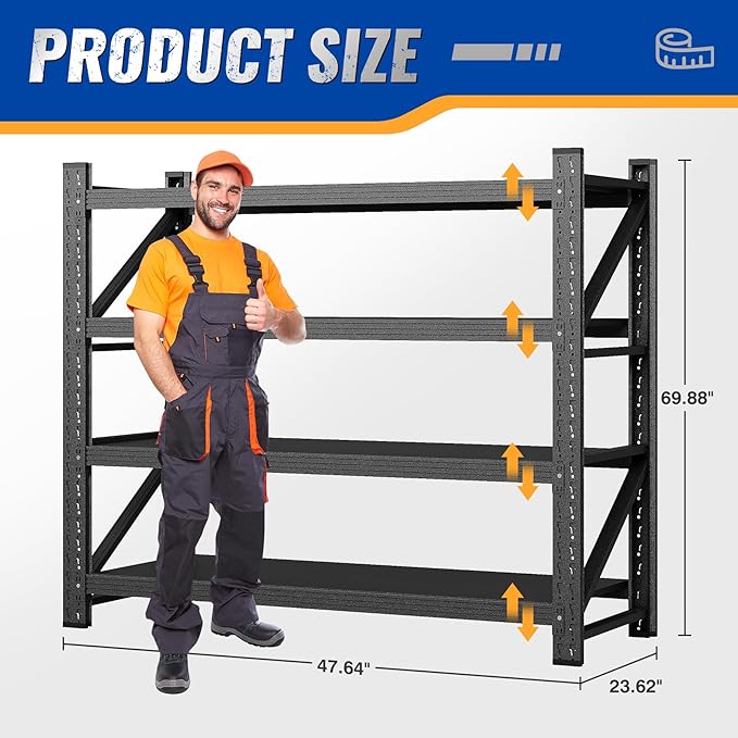 48" W Storage Shelves 3000lbs Garage Metal Shelving Heavy Duty Garage Shelves - Image 2