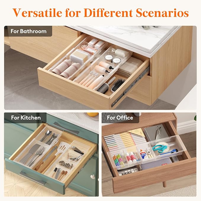 Lifewit 2 Pack Sliding Makeup Drawer Organizer Trays - Image 8