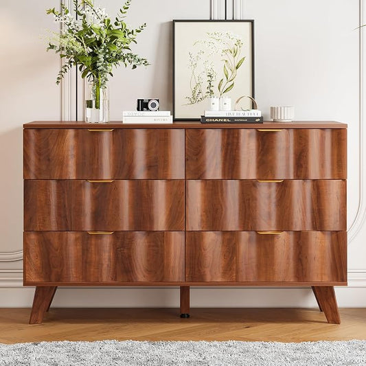 6 Drawer Dresser, Modern Fluted Storage Dresser by EnjoyaWarmandCozyLife