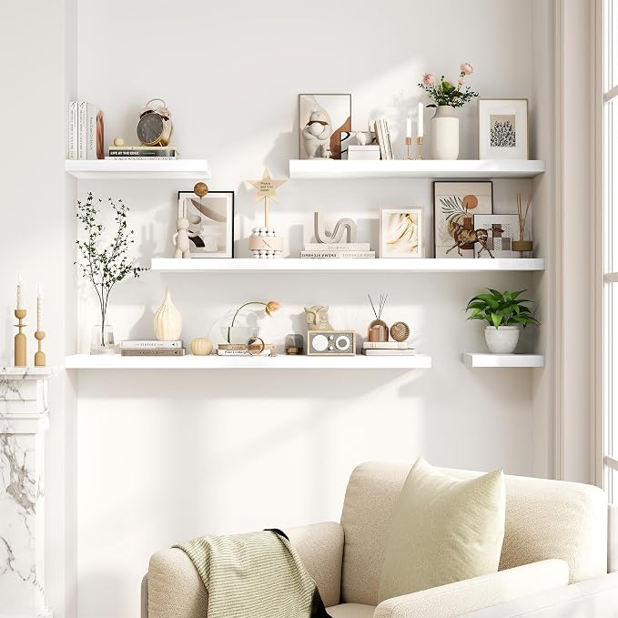 8 Inch Deep Floating Shelves White, Rustic Wood Floating Shelf - Image 6