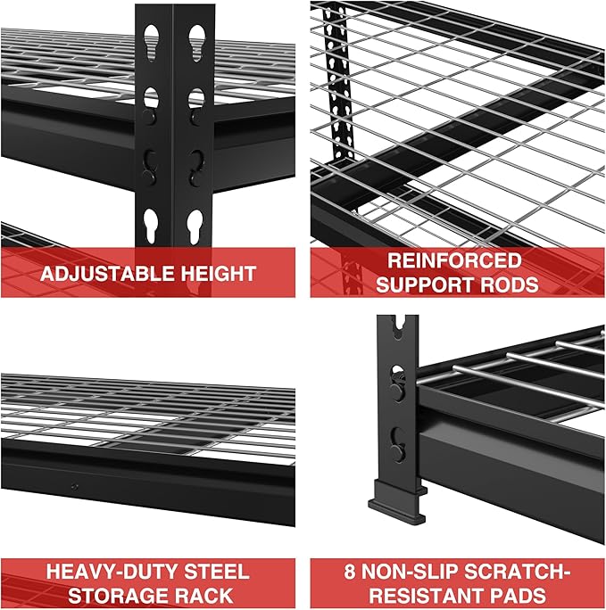 WORKPRO 5-Tier Heavy Duty Metal Shelving Unit, 48”W x 24”D x 72”H, Adjustable - Image 6