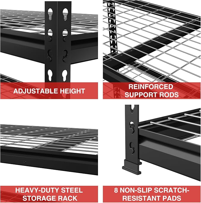 WORKPRO 5-Tier Metal Shelving Unit, 48”W x 24”D x 72”H, Heavy Duty Adjustable - Image 6
