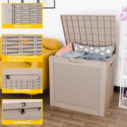 31 Gallon Outdoor Deck Box, Storage Lockable Waterproof Patio Furniture - Image 3