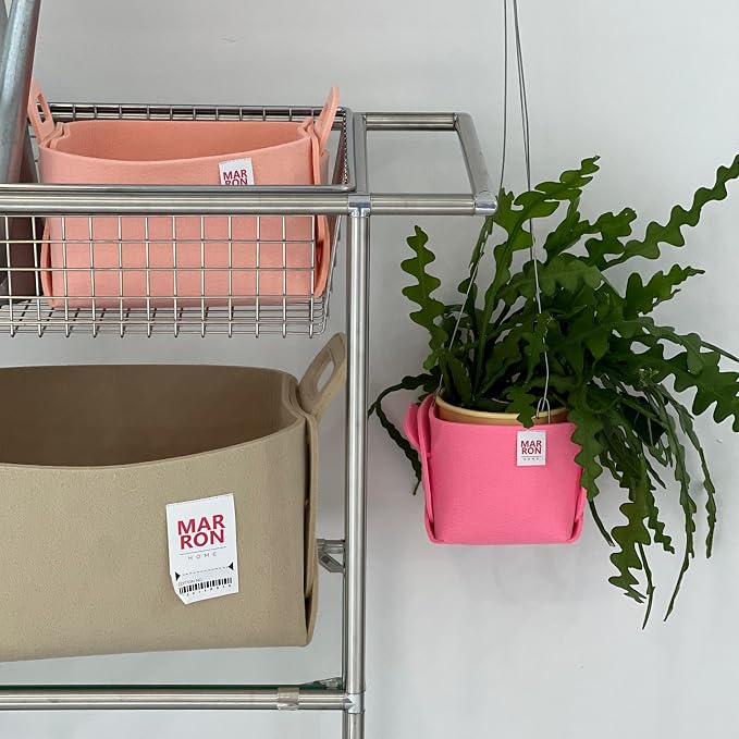 Collapsible Felt BABYPINK Storage Bin Small 7.1"x5.1"x5.1" – Foldable Basket - Image 7